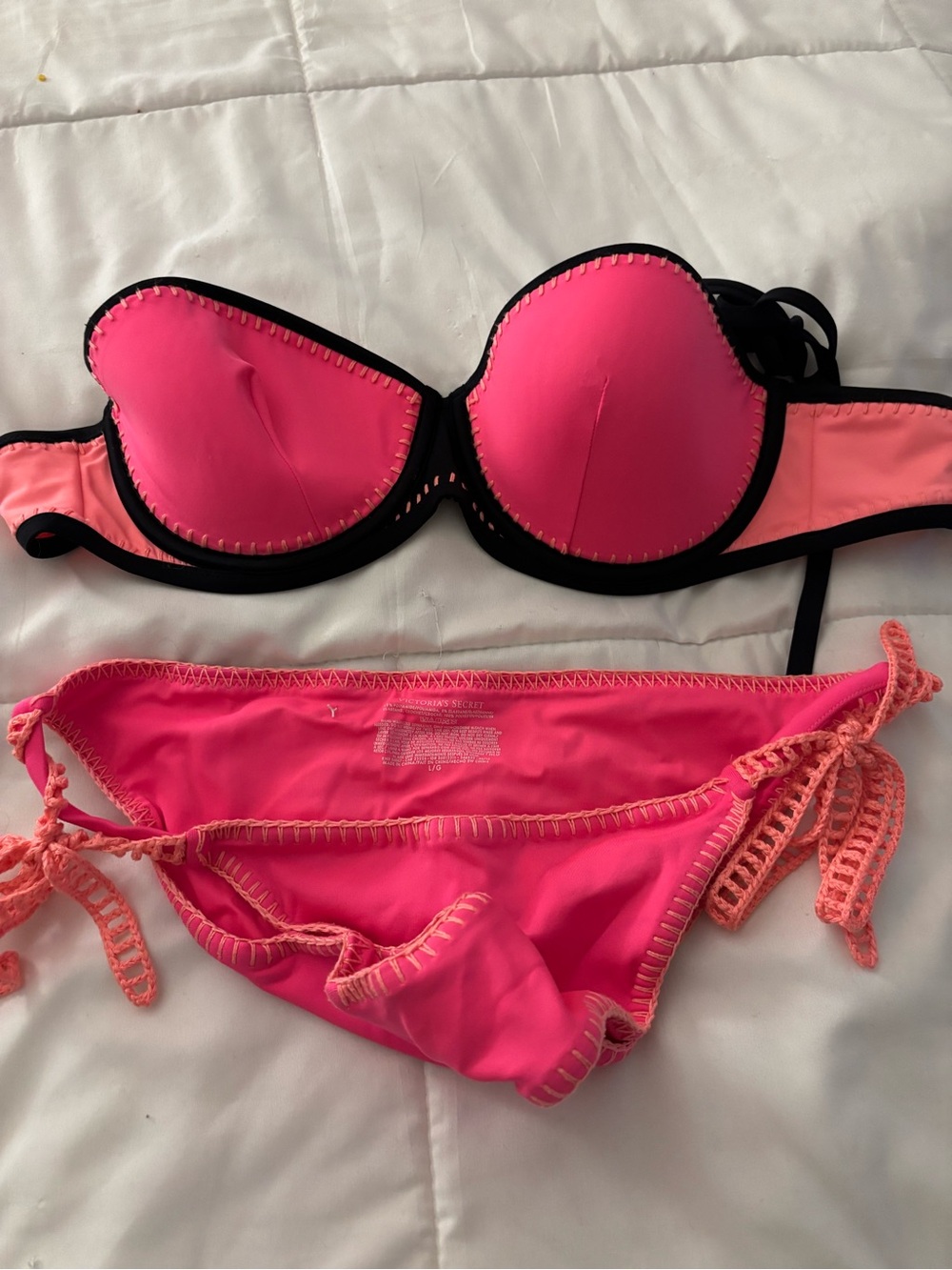 Victoria's Secret Pink and Black Push-Up Bikini Set